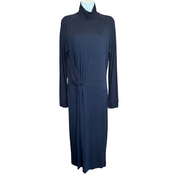 Rag & Bone Draped Shaw Turtleneck Midi Dress Long Sleeve in Black NWT Size Large - Picture 4 of 8